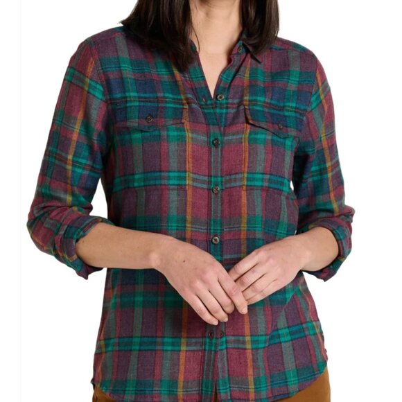 Toad&Co Tops - Toad&Co Re-Form Flannel Shirt M Green Purple Herringbone Eco-Friendly